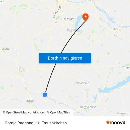 Gornja Radgona to Frauenkirchen map