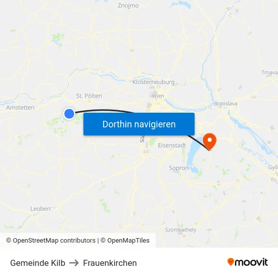 Gemeinde Kilb to Frauenkirchen map