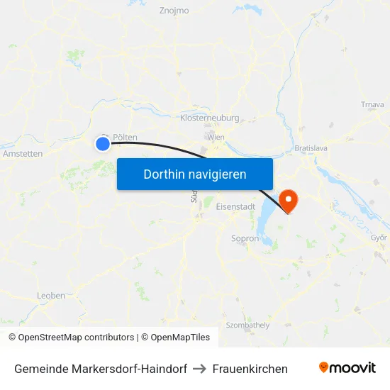 Gemeinde Markersdorf-Haindorf to Frauenkirchen map