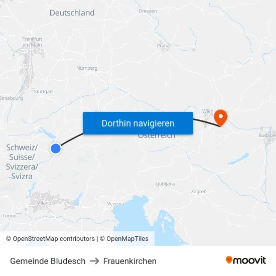Gemeinde Bludesch to Frauenkirchen map