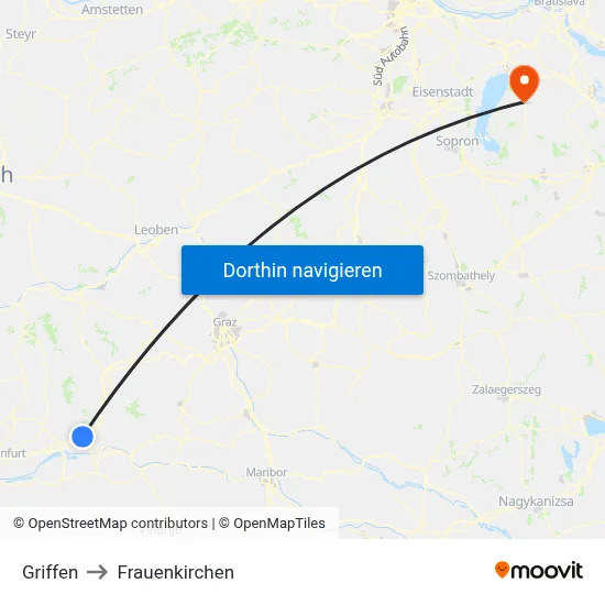 Griffen to Frauenkirchen map