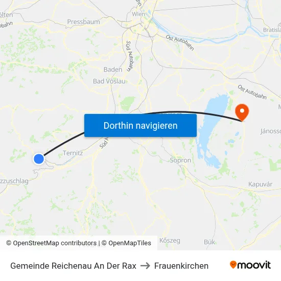 Gemeinde Reichenau An Der Rax to Frauenkirchen map