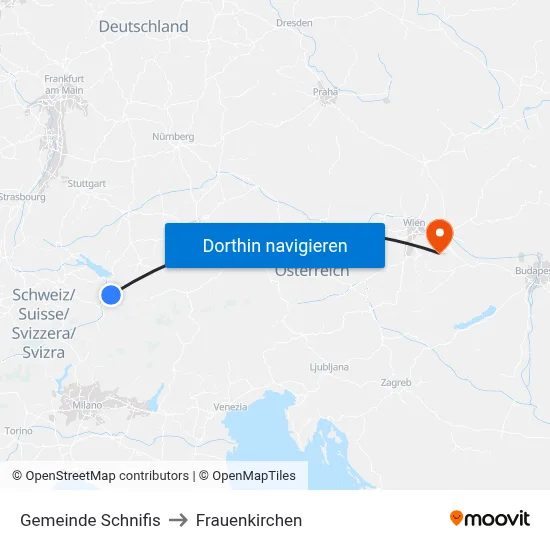 Gemeinde Schnifis to Frauenkirchen map
