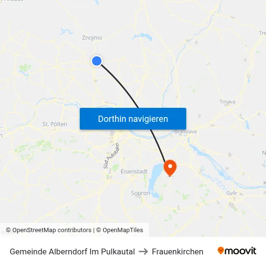Gemeinde Alberndorf Im Pulkautal to Frauenkirchen map