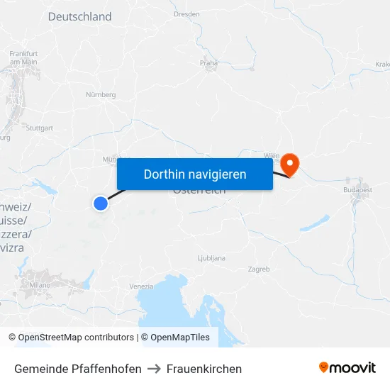 Gemeinde Pfaffenhofen to Frauenkirchen map
