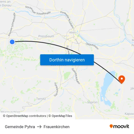Gemeinde Pyhra to Frauenkirchen map