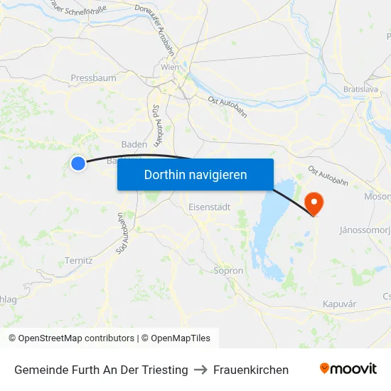 Gemeinde Furth An Der Triesting to Frauenkirchen map