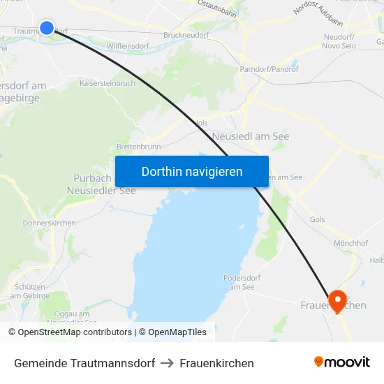 Gemeinde Trautmannsdorf to Frauenkirchen map