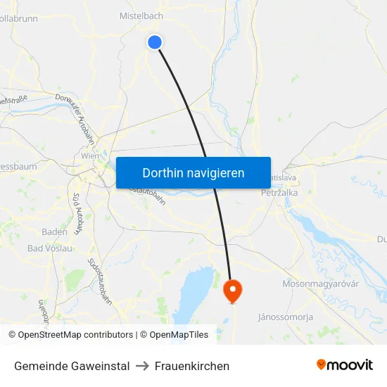 Gemeinde Gaweinstal to Frauenkirchen map