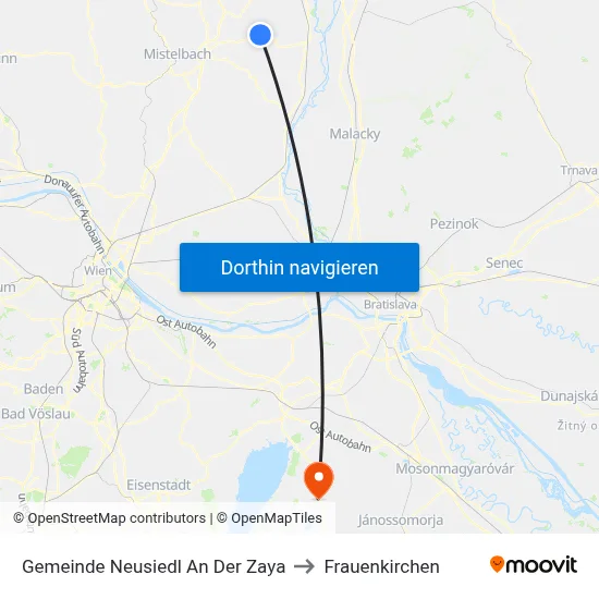 Gemeinde Neusiedl An Der Zaya to Frauenkirchen map