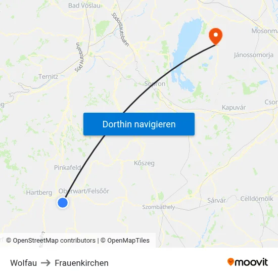 Wolfau to Frauenkirchen map