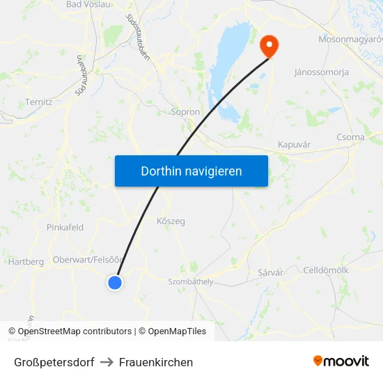 Großpetersdorf to Frauenkirchen map