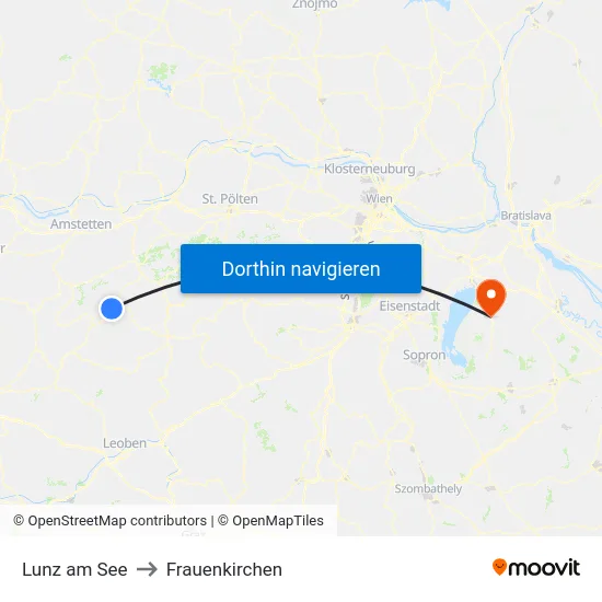 Lunz am See to Frauenkirchen map