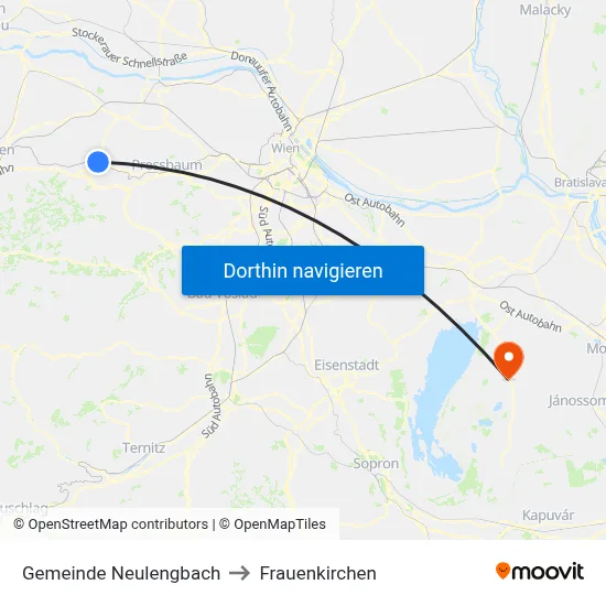 Gemeinde Neulengbach to Frauenkirchen map