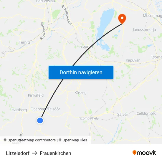 Litzelsdorf to Frauenkirchen map