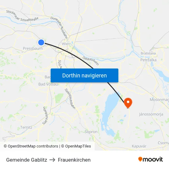 Gemeinde Gablitz to Frauenkirchen map