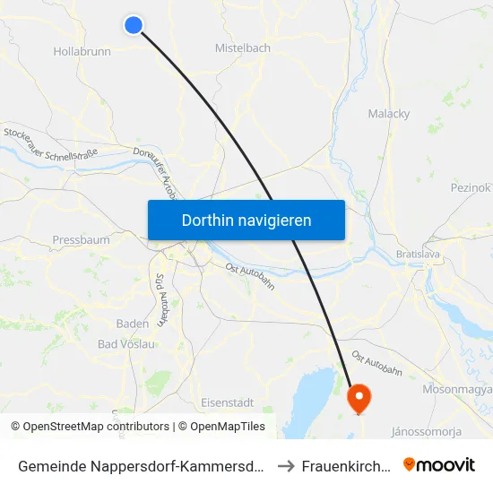 Gemeinde Nappersdorf-Kammersdorf to Frauenkirchen map