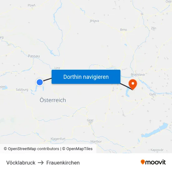 Vöcklabruck to Frauenkirchen map