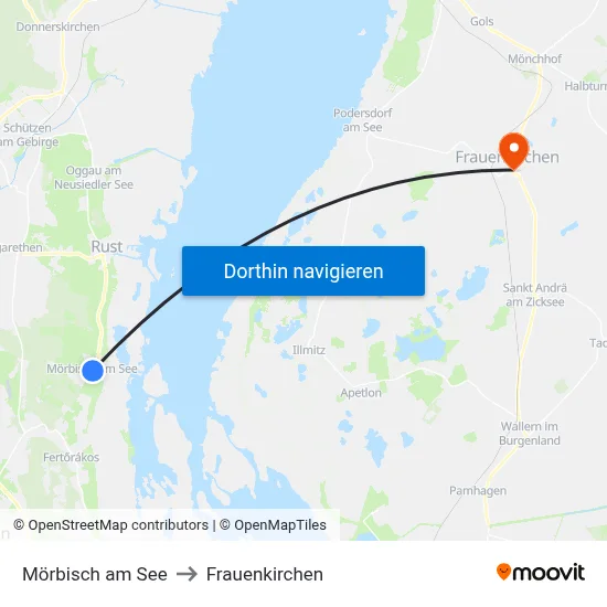 Mörbisch am See to Frauenkirchen map