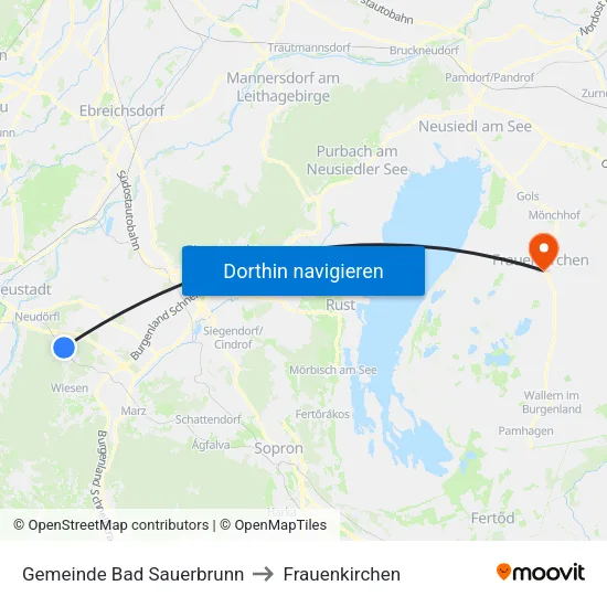 Gemeinde Bad Sauerbrunn to Frauenkirchen map