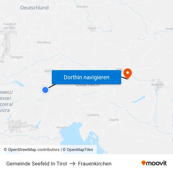 Gemeinde Seefeld In Tirol to Frauenkirchen map
