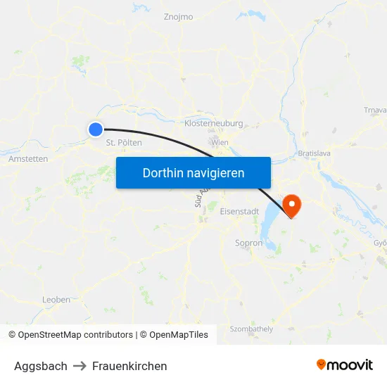 Aggsbach to Frauenkirchen map