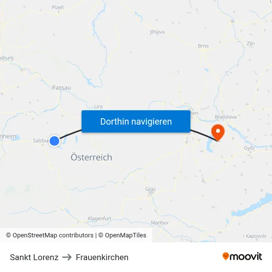Sankt Lorenz to Frauenkirchen map
