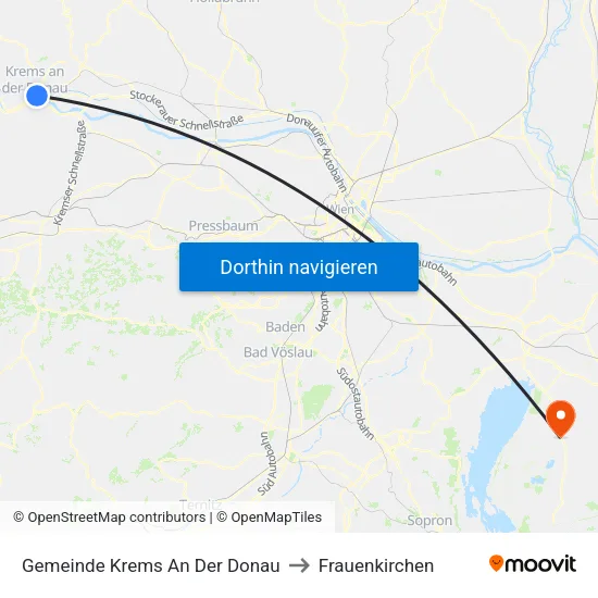 Gemeinde Krems An Der Donau to Frauenkirchen map