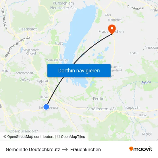 Gemeinde Deutschkreutz to Frauenkirchen map