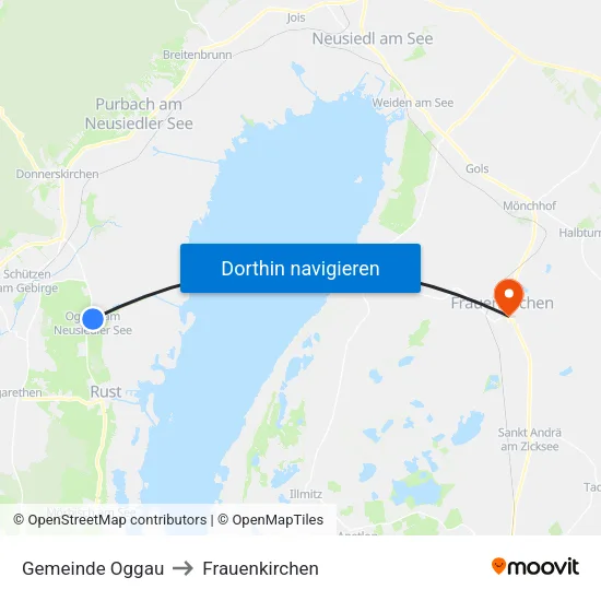 Gemeinde Oggau to Frauenkirchen map