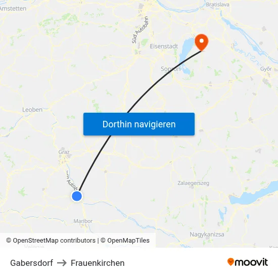Gabersdorf to Frauenkirchen map