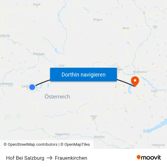 Hof Bei Salzburg to Frauenkirchen map
