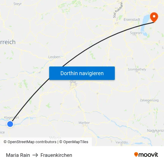 Maria Rain to Frauenkirchen map
