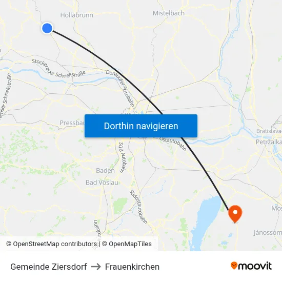 Gemeinde Ziersdorf to Frauenkirchen map