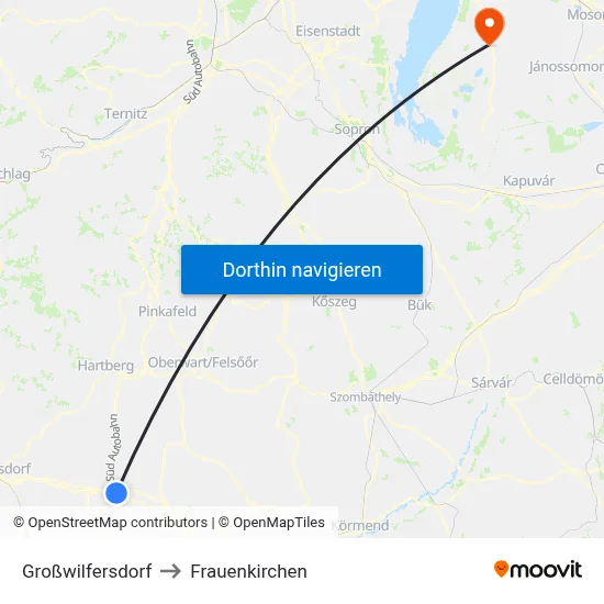 Großwilfersdorf to Frauenkirchen map