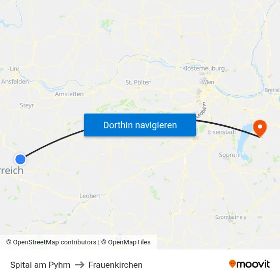 Spital am Pyhrn to Frauenkirchen map