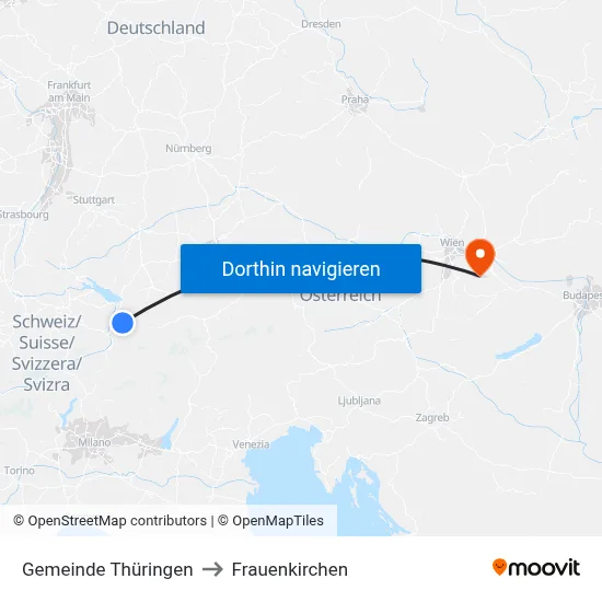 Gemeinde Thüringen to Frauenkirchen map