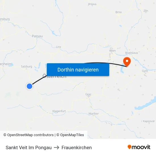 Sankt Veit Im Pongau to Frauenkirchen map
