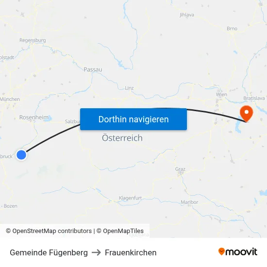 Gemeinde Fügenberg to Frauenkirchen map