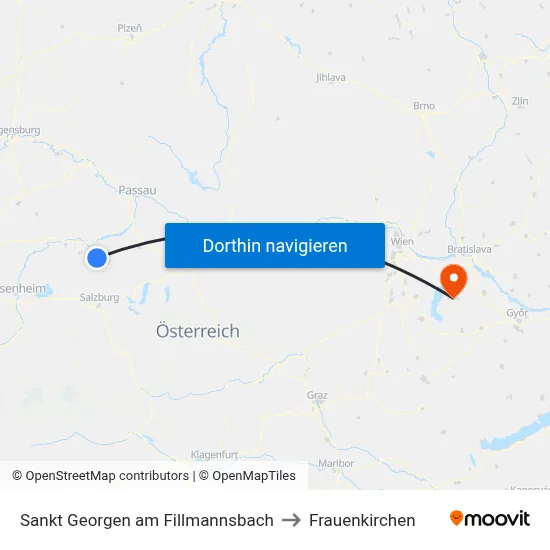 Sankt Georgen am Fillmannsbach to Frauenkirchen map