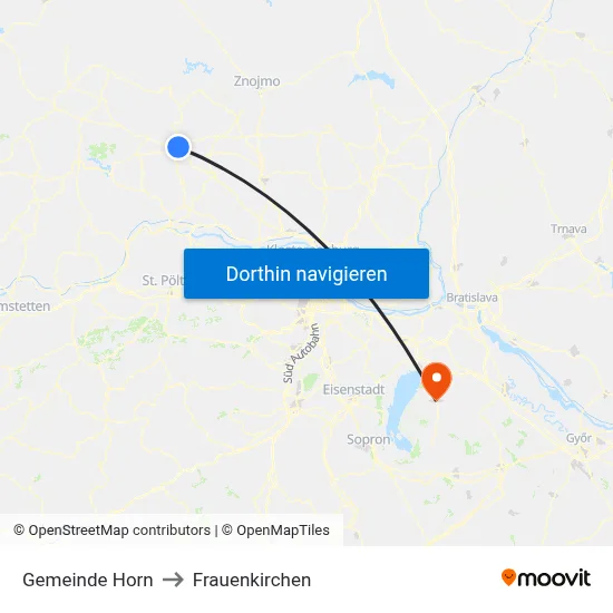 Gemeinde Horn to Frauenkirchen map