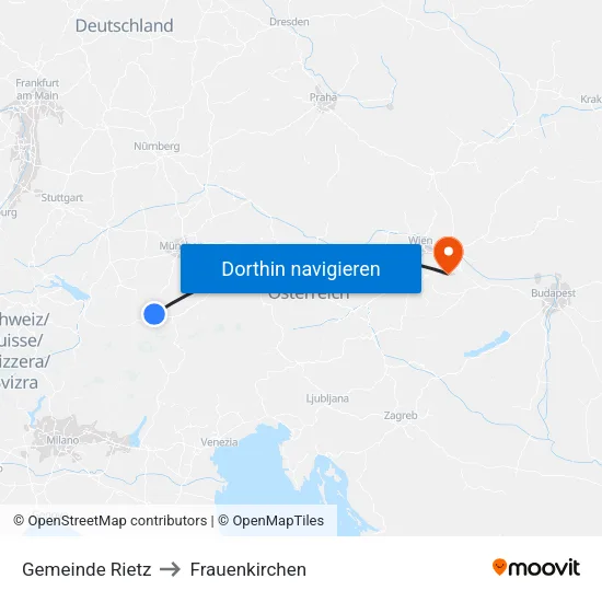Gemeinde Rietz to Frauenkirchen map
