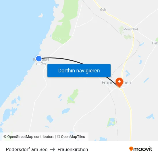 Podersdorf am See to Frauenkirchen map