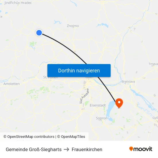 Gemeinde Groß-Siegharts to Frauenkirchen map