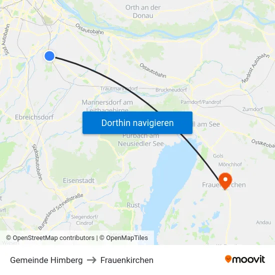 Gemeinde Himberg to Frauenkirchen map