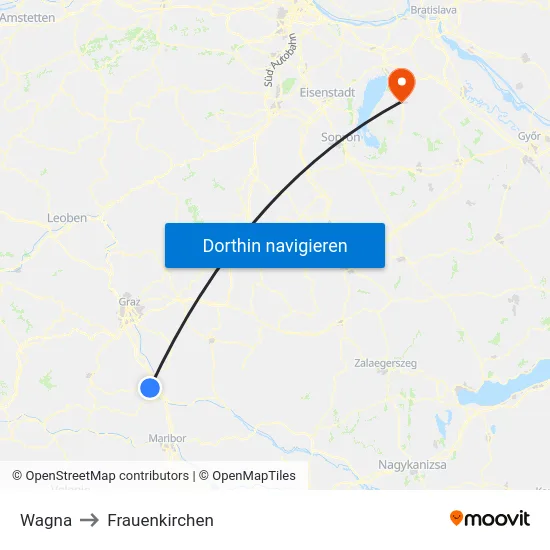 Wagna to Frauenkirchen map