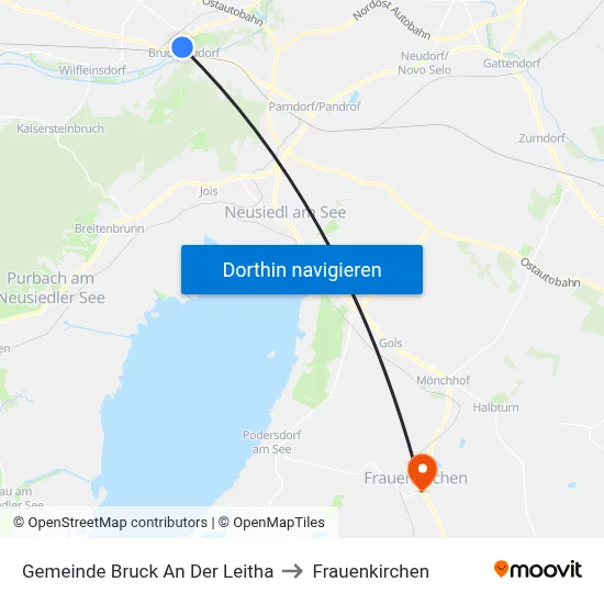 Gemeinde Bruck An Der Leitha to Frauenkirchen map