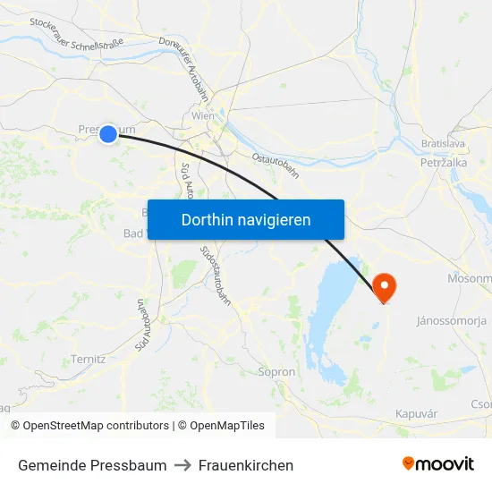 Gemeinde Pressbaum to Frauenkirchen map