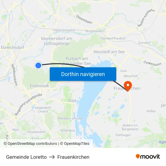 Gemeinde Loretto to Frauenkirchen map