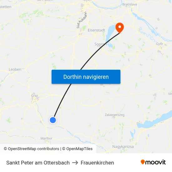 Sankt Peter am Ottersbach to Frauenkirchen map